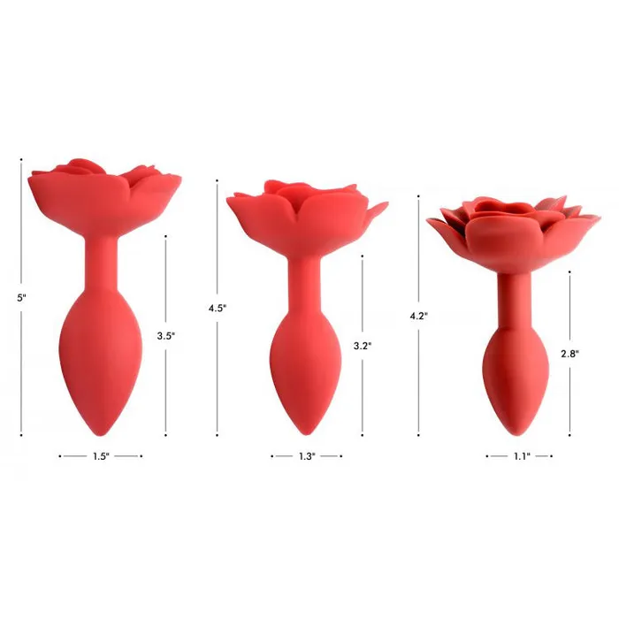 XR Brands Booty Bloom Silicone Rose Anal Plug Medium Male Sex Toys