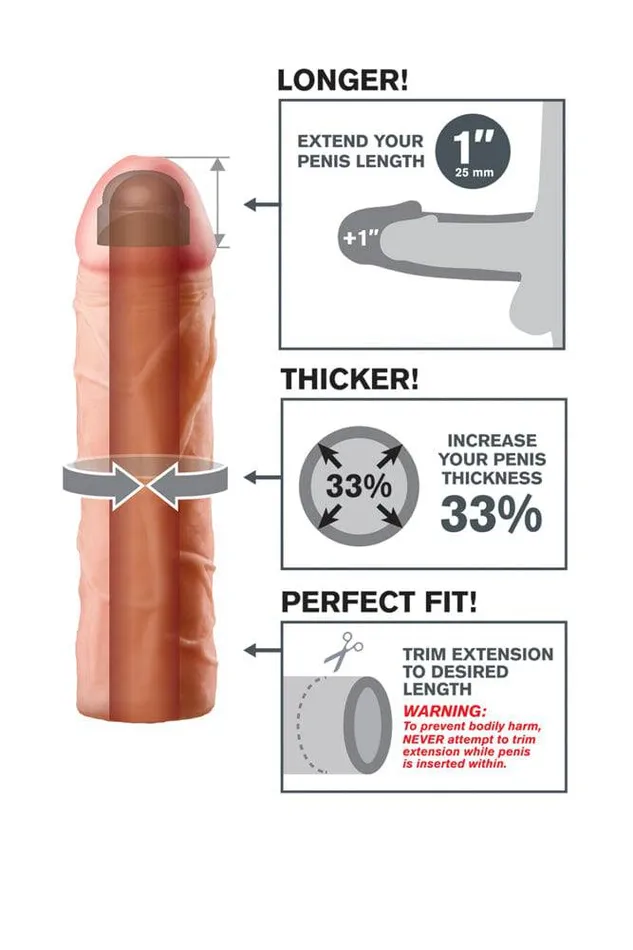 Pipedream Fantasy Xtensions Perfect 1 Inch Penis Extension Beige Pipedream Male Sex Toys