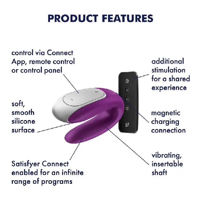 Couples Satisfyer Satisfyer Double Fun AppControlled Couples Vibrator with Remote Control