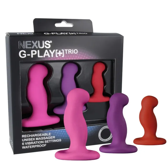 Nexus GPlay Plus Trio Vibrating Butt Plug Set Pink Purple Red Nexus Anal