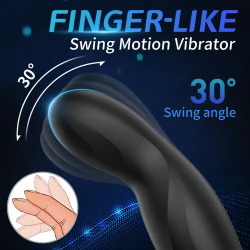 xbelo Fingerlike Wiggle 9 Swing Vibrating Prostate Massager with Double Cock Ring Male Sex Toys