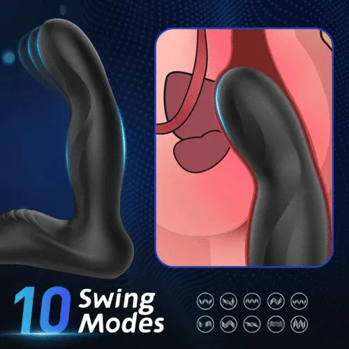xbelo Fingerlike Wiggle 9 Swing Vibrating Prostate Massager with Double Cock Ring Male Sex Toys
