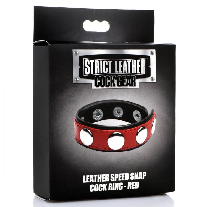 Male Sex Toys XR Brands Strict Cock Gear Leather Speed Snap Cock Ring Red Male Sex Toys XR Brands Strict Cock Gear Leather Speed Snap Cock Ring Red