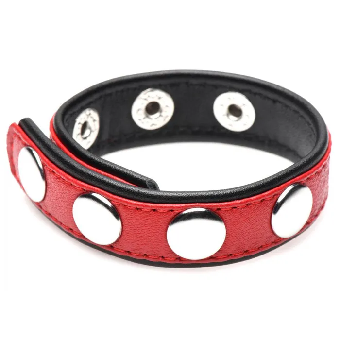 Male Sex Toys XR Brands Strict Cock Gear Leather Speed Snap Cock Ring Red Male Sex Toys XR Brands Strict Cock Gear Leather Speed Snap Cock Ring Red